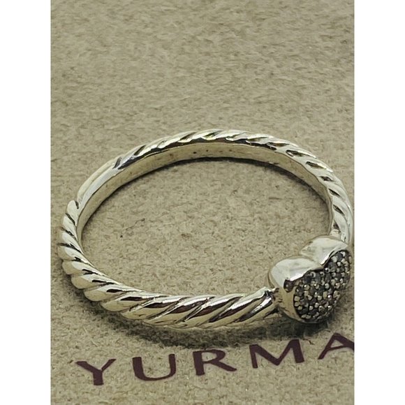 David Yurman Sterling Silver Classic Cable Heart Diamond Ring Size 7.25 - Picture 3 of 6
